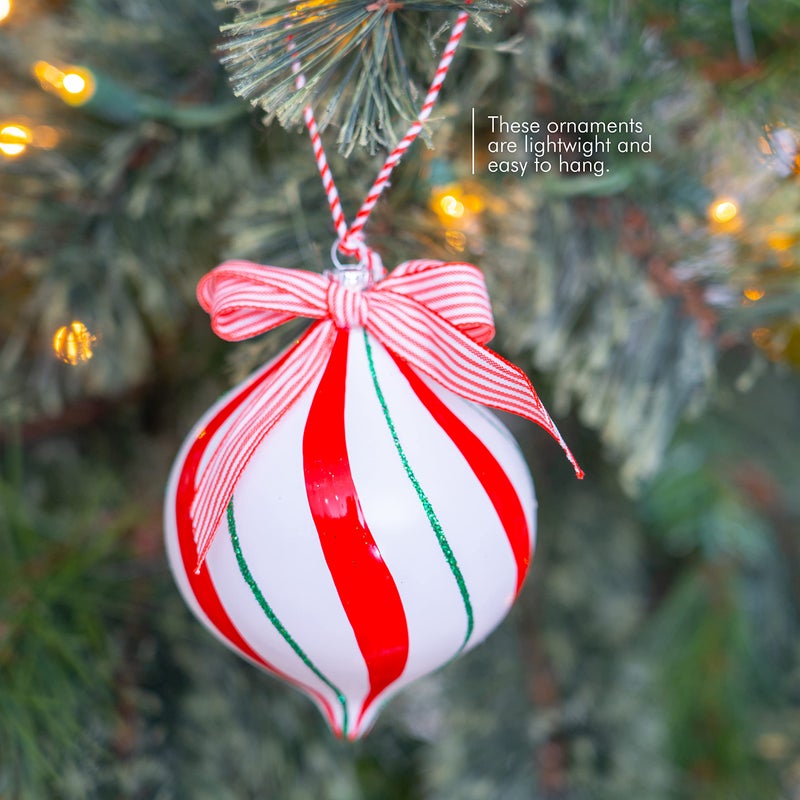 Ornativity Peppermint Candy Ornament Set â€“ Christmas Candy Cane Ball Shatterproof Candy Balls Hanging Xmas Ornaments for Indoor or Outdoor Holiday Christmas Tree Decor â€“ 4.5" 1 Dozen - Image 3